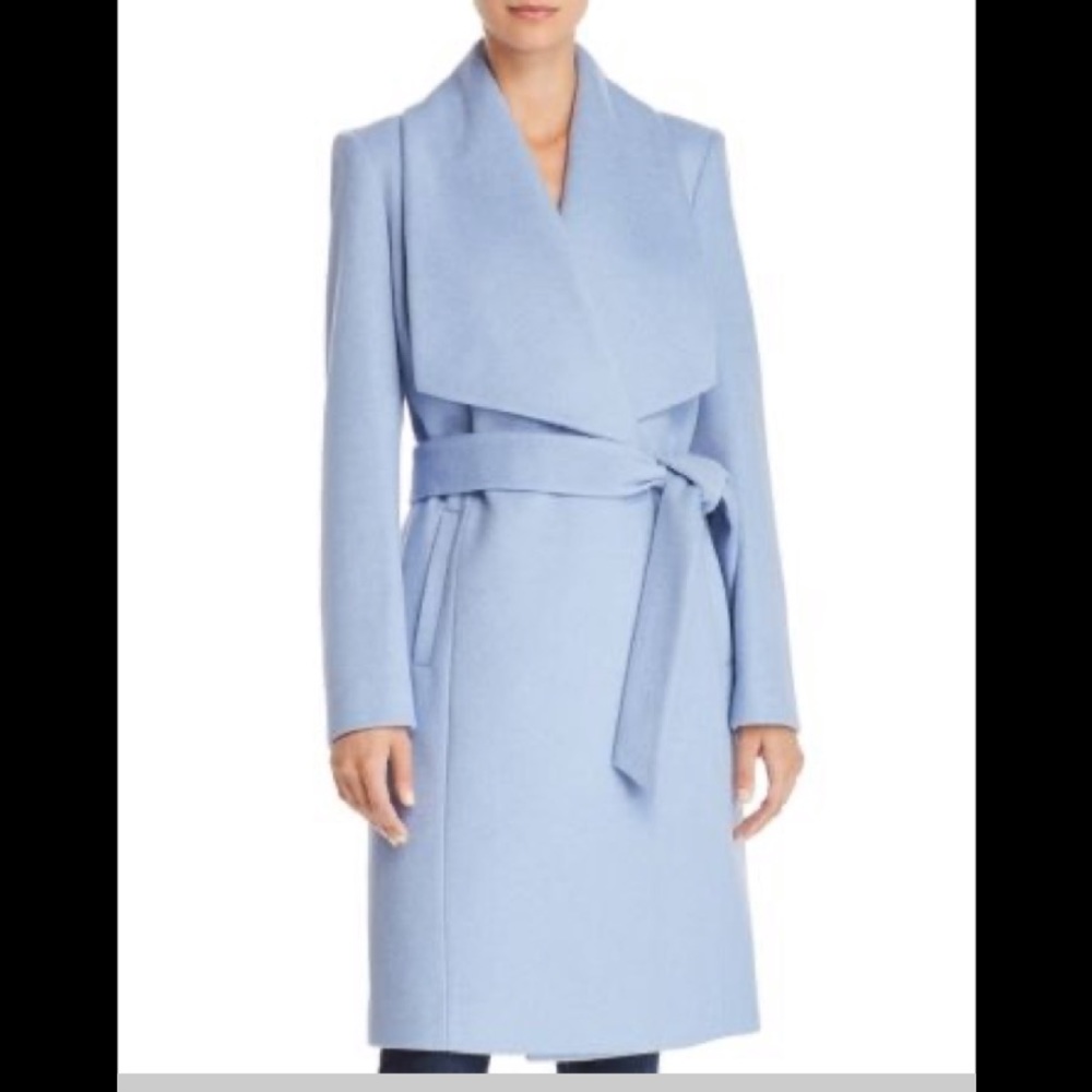 Cole Hann Ice Blue Slick Wrap Coat size 12